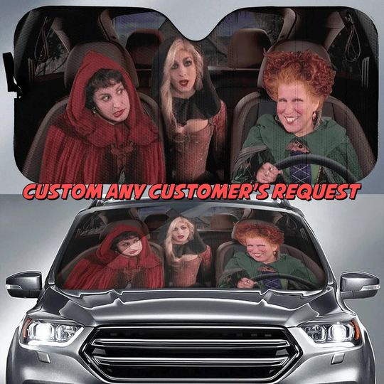 Hocus Pocus Sunshade, Sanderson Sisters Driving Car WindShield, Hocus Pocus Car Decor Accessories, Car Sun Shade, Birthday Gift