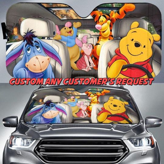 Car Sunshade Winnie The Pooh, Pooh Tigger Eeyore Piglet Car Windshield, Winnie The Pooh Friendship Auto Sunshade, Gift For Dad