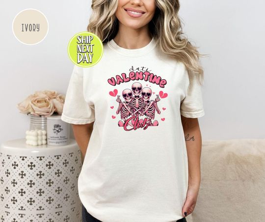 Anti Valentine Club Skeleton Friends Tshirt, Girls Club Shirt, Happy Valentines Day Tee, Singles Group Anti Valentines, Funny Skeleton-VD021