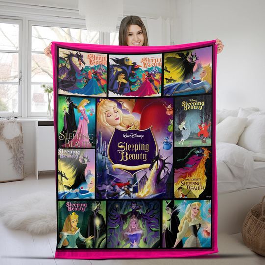 Vintage Sleeping Beauty Fleece Blanket, Prince Phillip Aurora Princess Blanket For Kid Baby Adult, Home Decor, Cute Christmas Gift