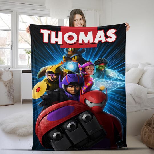 Custom Big hero 6 Blanket, Custom Cartoon Blanket, Birthday Blanket Gift, Christmas Gift