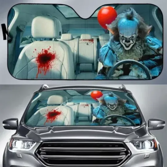 Horror Clown Sunshade Car Windshield Sun Protection Auto Accessory