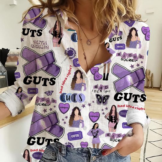 Olivia Rodrigo Music Women Linen Shirt, Olivia Rodrigo Casual Shirt, Women Casual Blouse, Olivia Rodrigo Summer Shirt, Women Casual Clothing