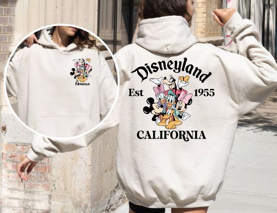 Personalized Disneyland California Hoodie,Custom Disneyland Est. 1955 Hoodie,Disney Family Hoodie,Mickey and Friends Disney Trip 2025 Hoodie