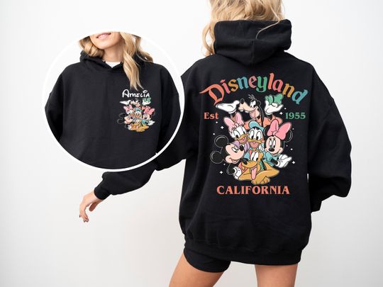 Custom Disneyland California Hoodie,Custom Disneyworld Sweatshirt, Disneyland Est 1955, Mickey and Friends Hoodie,Disney Family Matching Tee