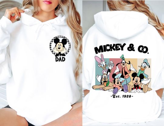 Custom Retro Mickey & Co 1928 Hoodie, Personalized Disney Hoodie,  Disney Family Trip Hoodie, Mickey And Friends Family Hoodie, Disney Gift