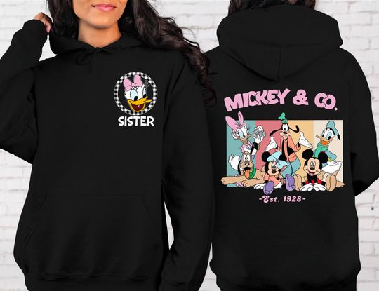 Custom Mickey & Friends Hoodie, Disney Vacation Hoodie, Checkered Magic Kingdom Family Matching Trip Hoodie, Retro Disney 2025 Family Trip