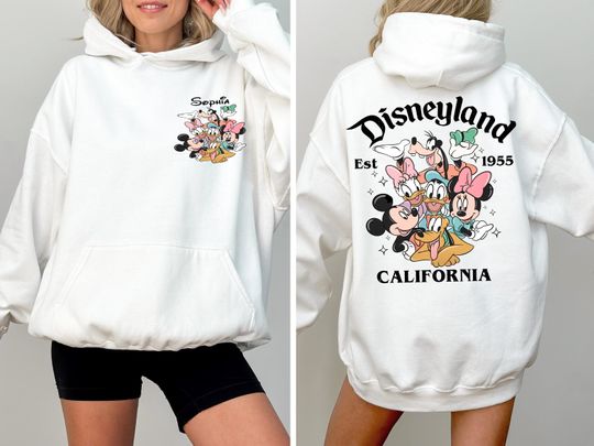 Custom Disneyland California Hoodie, Custom Disneyworld Sweatshirt, Disneyland Est. 1955, Disney Family Hoodie,Mickey and Friends Sweatshirt