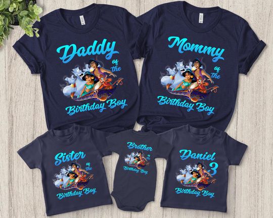 Aladdin Birthday Matching Shirt, Personalized Name and Age Custom, Aladdin Family Birthday Shirt