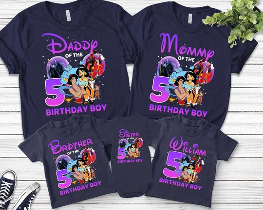 Aladdin Birthday Shirt, Aladdin Family Birthday, Personalized Aladdin Birthday, Aladdin Matching Birthday Family Party