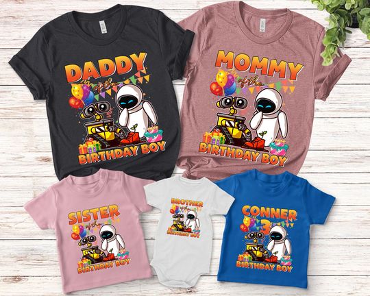 Discover Wall E Birthday Family Shirt, Wall-E And Eve Birthday Shirt, Custom Birthday Matching, Wall E Family Birthday Shirts