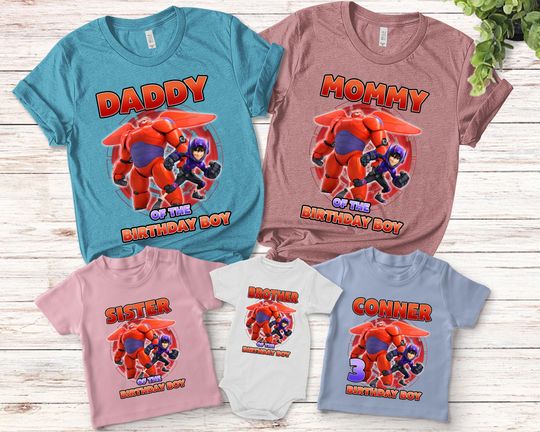 Big Hero 6 Superhero Birthday Shirt, Custom Personalized Birthday Gift, Kids Toddler Birthday T-shirt, Birthday Gift For Son Daughter