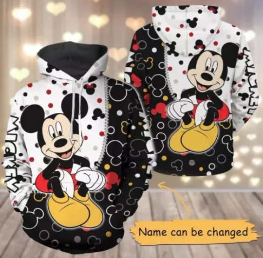 Discover Personalized Mickey Mouse Happy Valentine's Day Couple Gift Hoodie 3D Printed