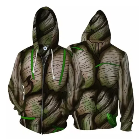 Halloween Groot Cosplay Costume I Am Groot Zip Pattern 3D HOODIE MOTHER DAY GIFT