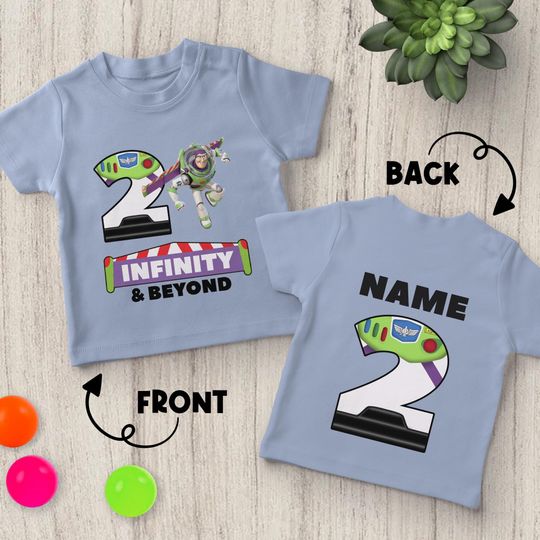 Two Infinity And beyond Birthday Shirt, Toy Story Theme Party, Buzz Lightyear Personalized Shirt, Custom Birthday Gift Shirt
