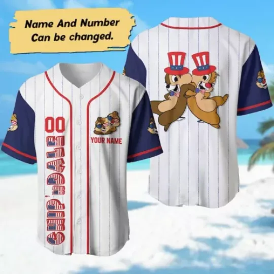 Customize Chip N Dale July Day Baseball Jersey, Independence Day Shirt