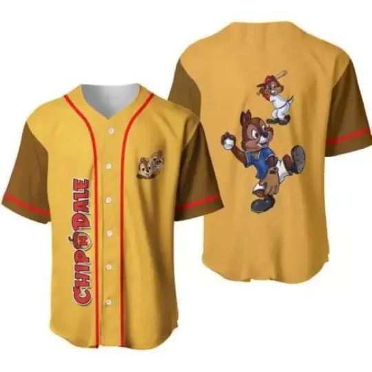 Chip And Dale Playing Baseball Chipmunks Cartoon 3D Baseball Jersey Shirt