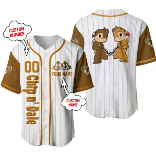 Personalized Chip And Dale Cute Couple Baseball Jersey Shirt