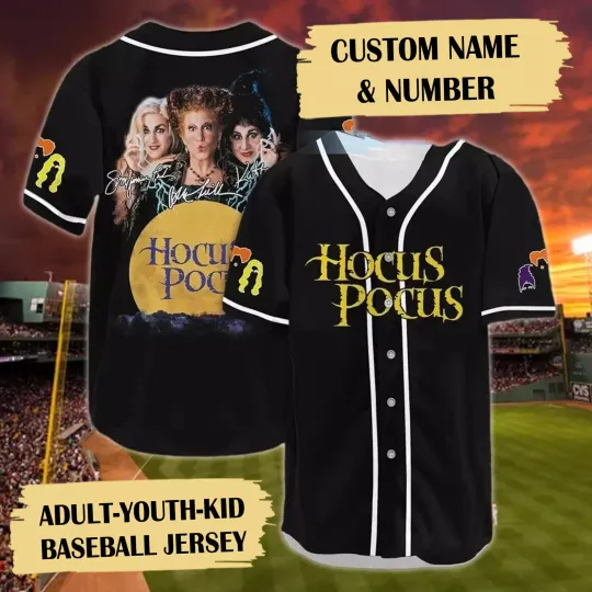 Personalized Halloween Hocus Pocus Baseball Jersey Shirt