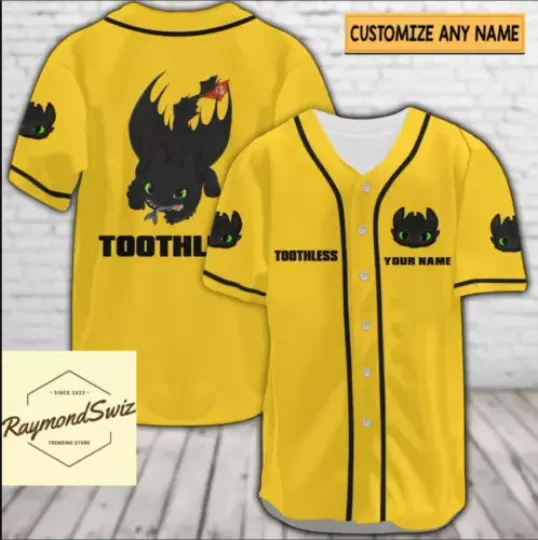 Halloween Toothless Yellow 3D Baseball Jersey Shirt Halloween Gift