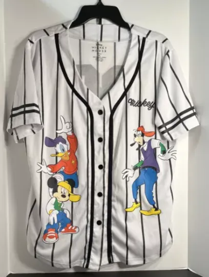 Disney Mickey Mouse Baseball Jersey Women's Size XL~Goofy, Donald Duck & Mickey