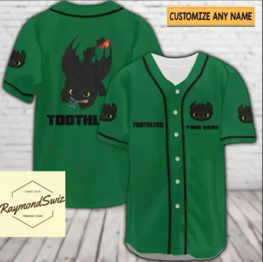 Halloween Toothless Green 3D Baseball Jersey Shirt