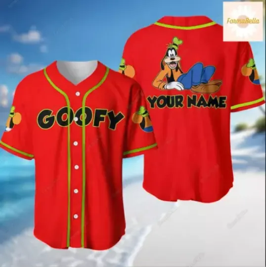 Halloween Personalized Goofy RED Baseball Jersey Shirt