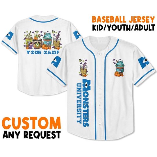 Personalized Disney Monsters University Mike Tsum Tsum Jersey, Custom Kid Youth Adult Baseball Jersey, Disney Birthday Gift