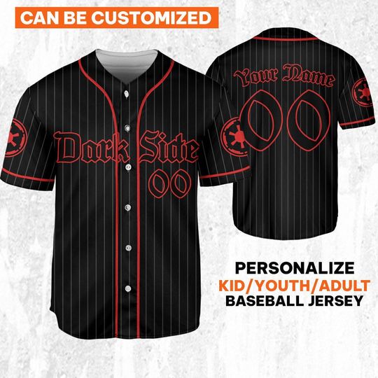 Personalized Star Wars Dark Side Striped Black Color Jersey, Peter Parker Baseball Jersey, Spiderman Baseball Team Outfit