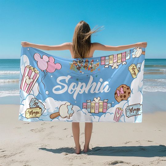 Custom Name Disney Towel, Mickey Beach Towel, Disney Pool Towel, Disney Name Towel, Custom Disney Towel