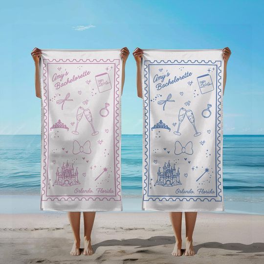 Custom Disney Bachelorette Beach Towel, Disneyland Bachelorette, Disney Bride Bridesmaid Towel