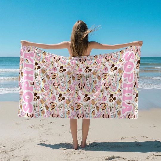 Custom Disney Beach Towel, Disney Pool Towel, Disney Name Towel, Disney Bath Towel, Mickey Beach Towel, Disneyland Towel