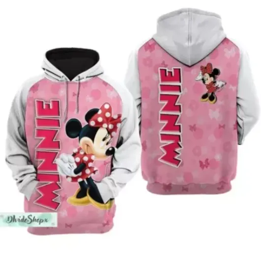 Disney Minnie Hoodies, Minnie Mouse 3D Hoodie, Disney Minnie Women Hoodie