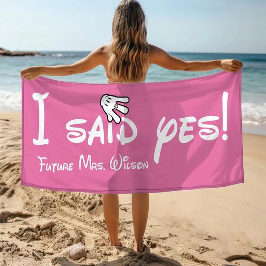 Custom Disney Couple Towel, Disney Honeymoon Trip, Just Married Towel, Newlywed Towel Gift, Future Mrs. Towel, Mr Mrs Pool Towel