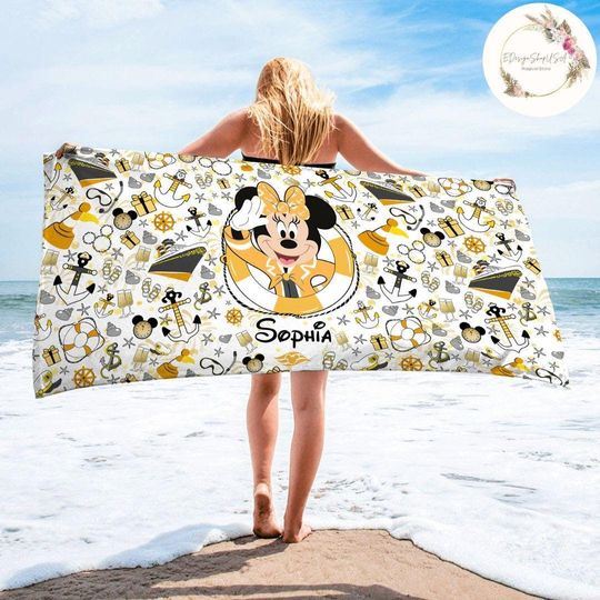 Personalized Mickey and Friends New Year's Eve at Sea Disney Cruise Beach Towel, Family Cruise Trip Happy New Year 2025, New Year Vacation