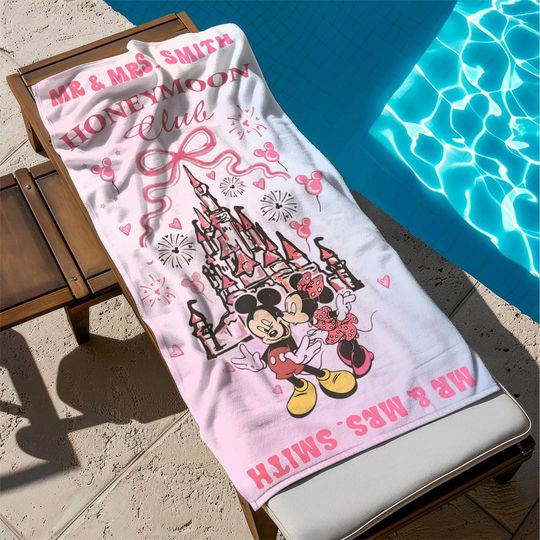 Custom Disney Honeymoon Trip Towel, Disney Couple Matching Towel, Mr Mrs Towel, Honeymoon Club Towel, Mickey Towel, Disney Engagement Gift