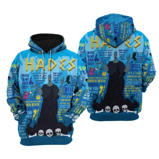Evil Hades Punk Words Pattern  Disney 3D Hoodie