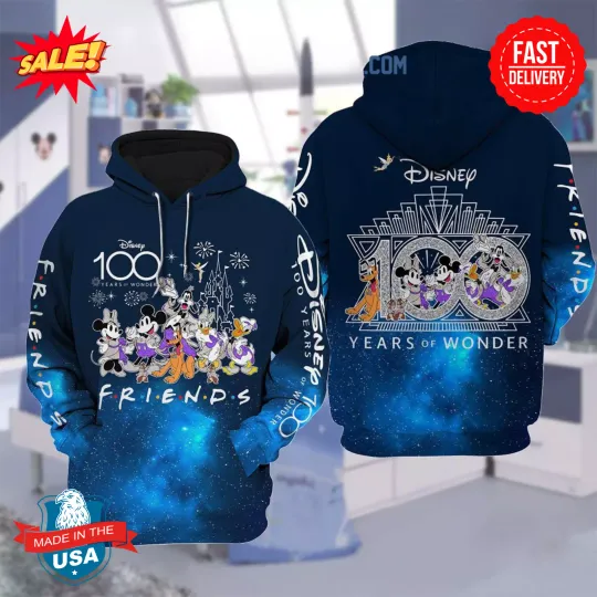 Disney 100 Year Of Wonder Friends 3D Hoodie Shirt S-5XL