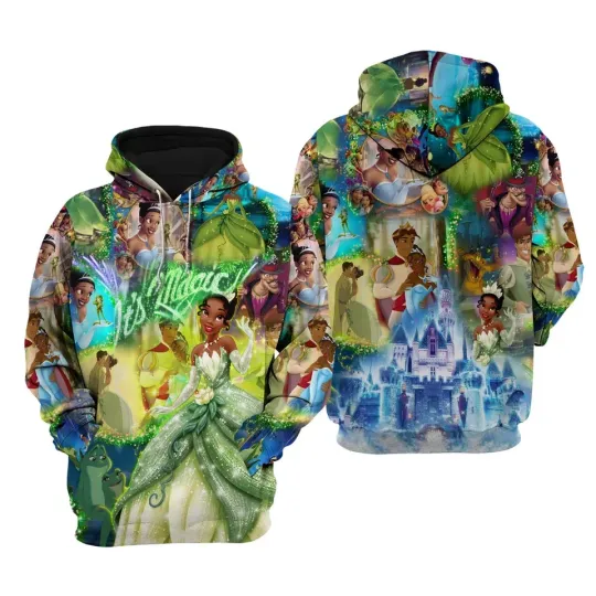 Princess Tiana Magic Glitter Castle Disney 3D Hoodie
