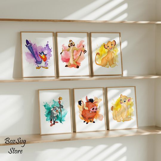 Watercolor Lion King Posters | Disney Poster | Home Decor | Gift | Cartoon Poster