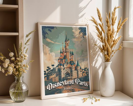Disneyland Paris Print, Sleeping Beauty Castle, Disney Prints, Disneyland Vintage Poster, Disney Castle