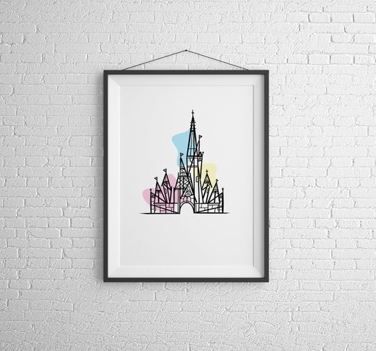 Magic Kingdom, Line Art Disney Print, Disney Castle Print, Disney Poster