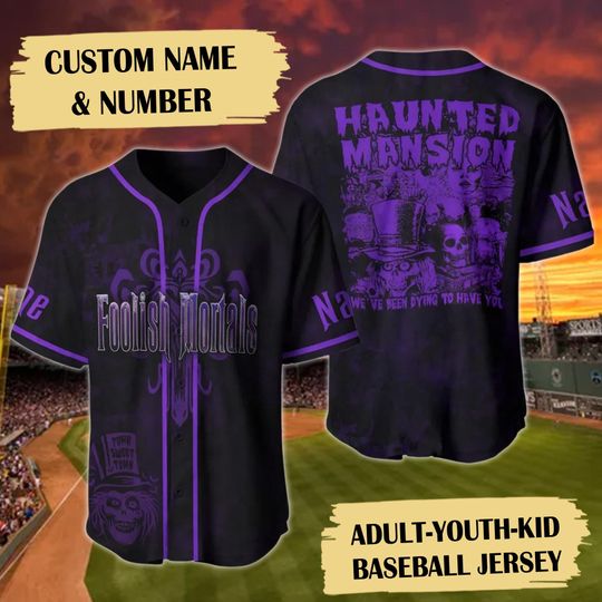 Custom Haunted Mansion Baseball Jersey, Disney Haunted House Baseball Jersey, Halloween Baseball Jersey