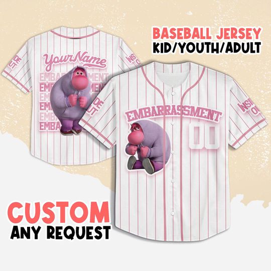 Custom Inside Out Embarrassment Baseball Jersey, Disney Embarrassment Baseball Jersey, Disney Inside Out Baseball Jersey
