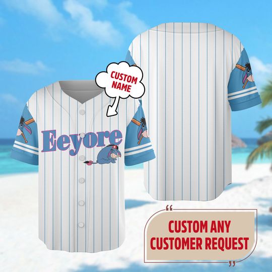 Custom Eeyore Baseball Jersey, Disney Winnie The Pooh Basketball Jersey, Eeyore For Baseball Jersey