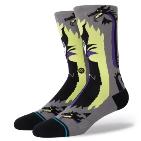 Stance X Disney Villains Maleficent Crew Socks Gray A545C20MAL Men's NWT
