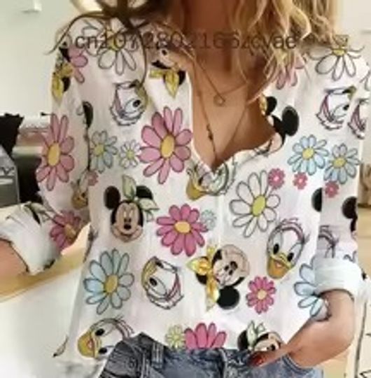 Disney Daisy Duck Linen Shirt, Disney Women Shirts And Tee, Women Casual Blouses