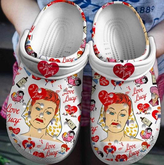 I Love Lucy Clogs Shoes, I Love Lucy Sitcom Slippers, I Love Lucy Sandals, Funny Slippers