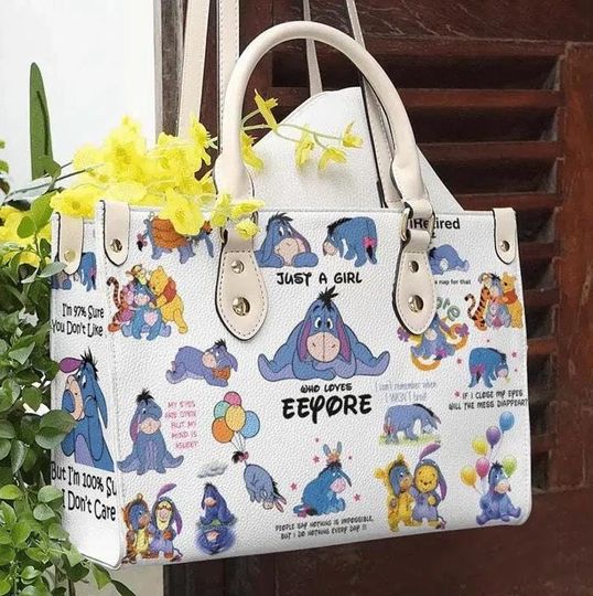 Eeyore Winnie The Pooh Women leather hand bag,Eeyore Lover's Handbag,Eeyore Woman Handbag