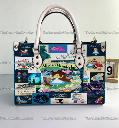 Alice in Wonderland Leather Handbag, Alice in Wonderland Woman Handbag, Vintage Shoulder Bag, Crossbody Bag, Top Handle Bag